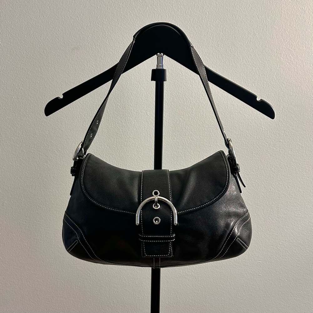Vintage Y2K Coach Soho 9248 Black Leather Shoulder Bag Large Size